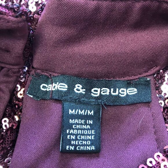 Cable & Gauge Size M All Over Sequins Eggplant Maroon Halter Neck Keyhole Top. - Picture 7 of 9